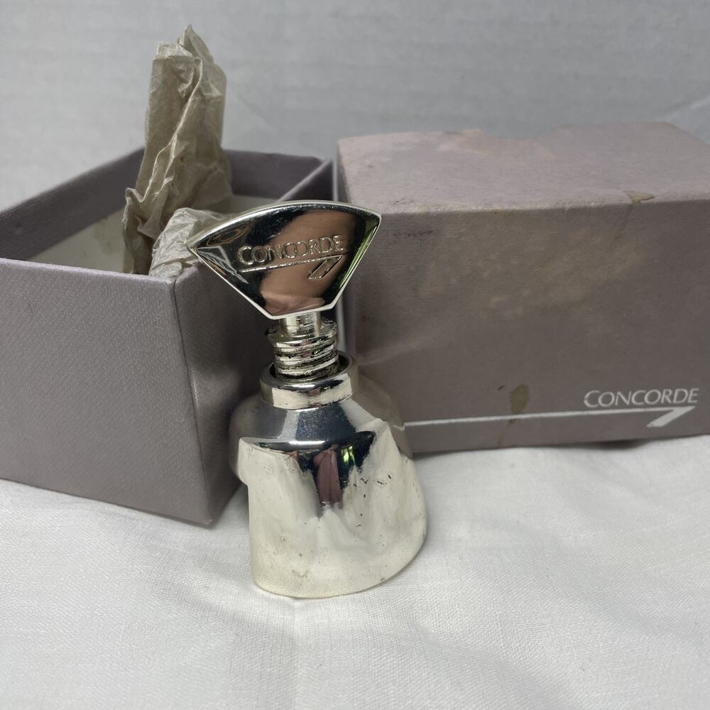 British Airways CONCORDE Airplane Silver Plated Champange Bottle Stopper In Box